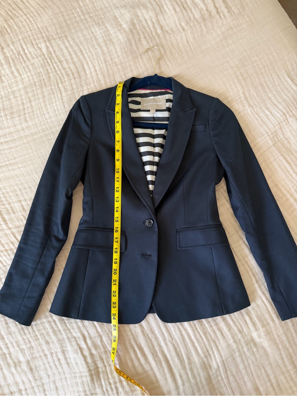 Banana Republic Navy Blazer with Striped Lining Sz 0 Petite